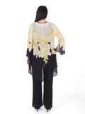 Blk/Yellow/Ivory Garland Print Chiffon Coat