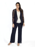 Navy Sheer Spot Crush Pleat Shrug