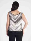 Modern Stripes: Ivory/Black Camisole with Chiffon Trim