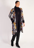 Contrast-Panel Grey/Multi Mystery Print Jersey Coat