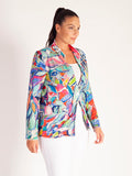 Blue/Multi Abstract Leaf Print Linen Jacket - Promotion Until 5th May 2025