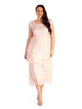Rose Champagne Crush Pleat Satin & Chiffon Tiered Dress