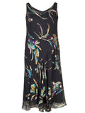 Pewter Turquoise/Lime Iris Floral Print Silk Devoree Sleeveless Dress