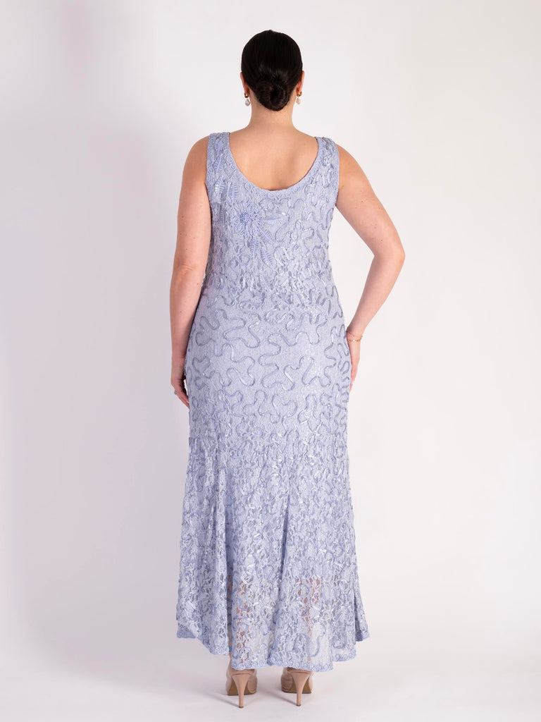 Lilac Cornelli Embroidered Lace Dress | Chesca Direct