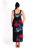 Black/Multi Print Sleeveless Jersey Maxi Dress