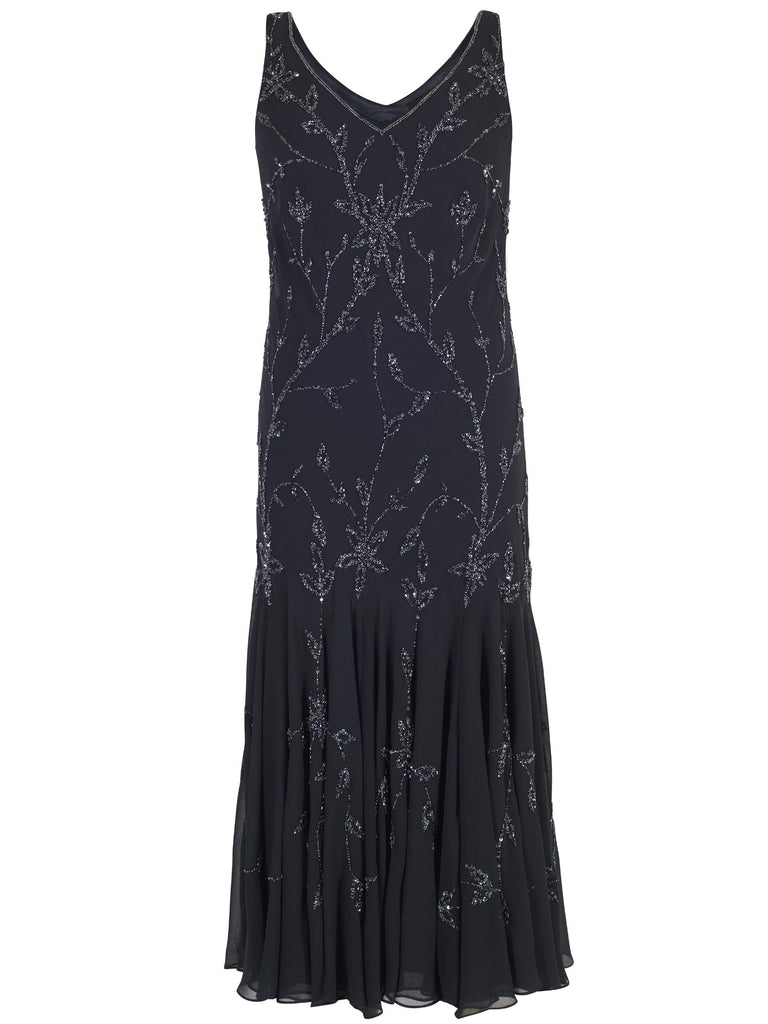 Navy Allover Beaded Dress | Chesca Direct
