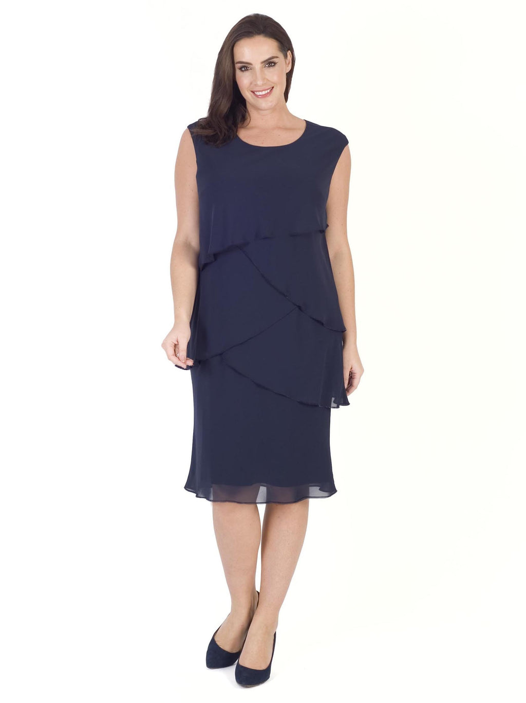 Dark Multi Layered Chiffon Dress
