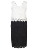 Black Eyelash Trim Multi Layer Scallop Lace Dress