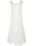 Ivory Lace Lined Bead/Emb Godet Tulle Wedding Dress