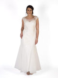 Ivory Lace Lined Bead Godet Tulle Wedding Dress