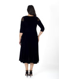 Black Mesh Shoulder Flared Velvet Dress