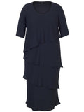 Navy Multi Layered Crepe Dress