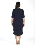 Navy Multi Layered Crepe Dress