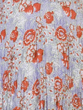 Coral Contrast Trim Tiered Floral Print Crushed Cotton Dress