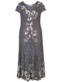 Steel/Ivory Ombre Cornelli Emb Lace Dress