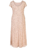 Blush Allover Sequin Short Sleeve Dress