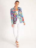 Blue/Multi Abstract Leaf Print Linen Jacket - Promotion Until 5th May 2025
