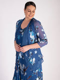 Bluebird Floral Print Silk Devoree Contrast Layered Shrug