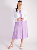 Lilac Sleeveless Linen Dress with Ribbed Panel Detailing