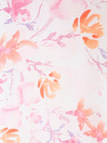 Pink/Tangerine Watercolour Floral Print Tassel Trim Scarf