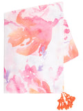 Pink/Tangerine Watercolour Floral Print Tassel Trim Scarf