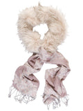 Blush Jacquard Design Scarf With Fur Edge