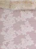 Blush Jacquard Design Scarf With Fur Edge