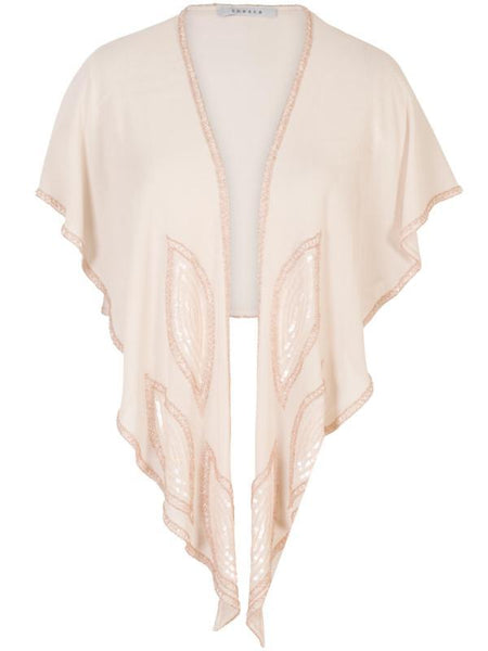Blush Zig-Zag Bead Trim Shawl With Motif