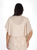 Blush Zig-Zag Bead Trim Shawl With Motif