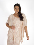 Blush Zig-Zag Bead Trim Shawl With Motif