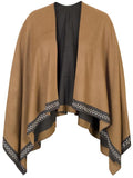 Mocha/Grey Reversible Wrap With Pearl Border