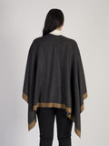 Mocha/Grey Reversible Wrap With Pearl Border