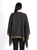 Mocha/Grey Reversible Wrap With Pearl Border