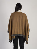 Mocha/Grey Reversible Wrap With Pearl Border