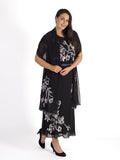 Blk/Ivory Lily Bead/Emb Chiffon Stole