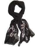 Blk/Ivory Lily Bead/Emb Chiffon Stole