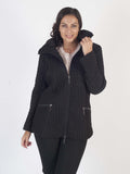 Black Cable Emb Quilt Coat