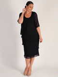 Black Multi Layer Chiffon Dress