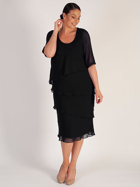 Black Multi Layer Chiffon Dress