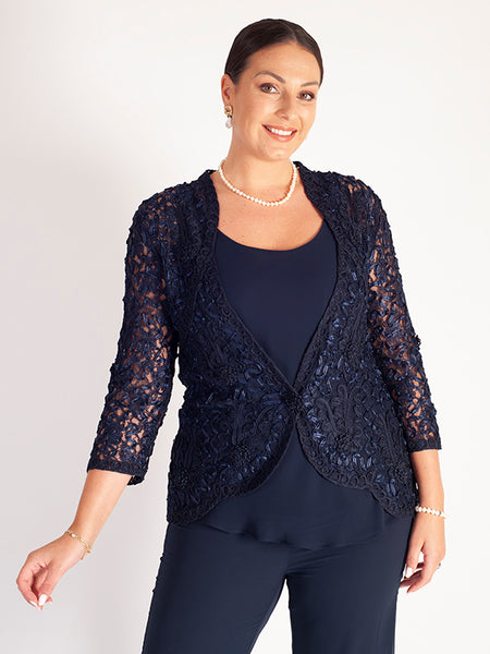 Navy Lace Cornelli Jacket | Chesca Direct