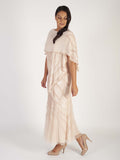 Blush Zig-Zag Bead Trim Shawl With Motif