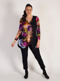 Black/Multi Floral Placement Print Cardigan with Buttons