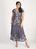 Steel/Ivory Ombre Cornelli Emb Lace Dress