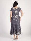 Steel/Ivory Ombre Cornelli Emb Lace Dress