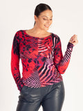 Red/Pink Abstract Print Fine Knit Jumper