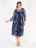 Iris/Navy Scallop Emb Mesh Coat