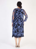 Iris/Navy Scallop Emb Mesh Coat