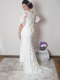 Ivory Scallop Lace Dress With Train with flowers