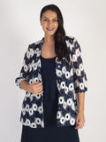 Ivory/Navy Contrast "Circles" Guipure  Lace Jacket  with stand collar