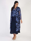 Iris/Navy Scallop Emb Mesh Coat